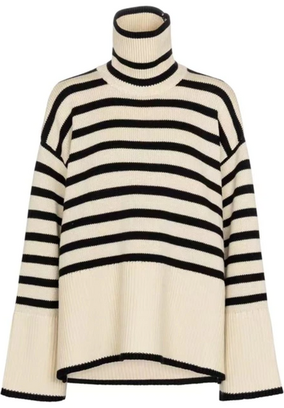 Esther | Damen Schwarz Rollkragenpullover | Oversize