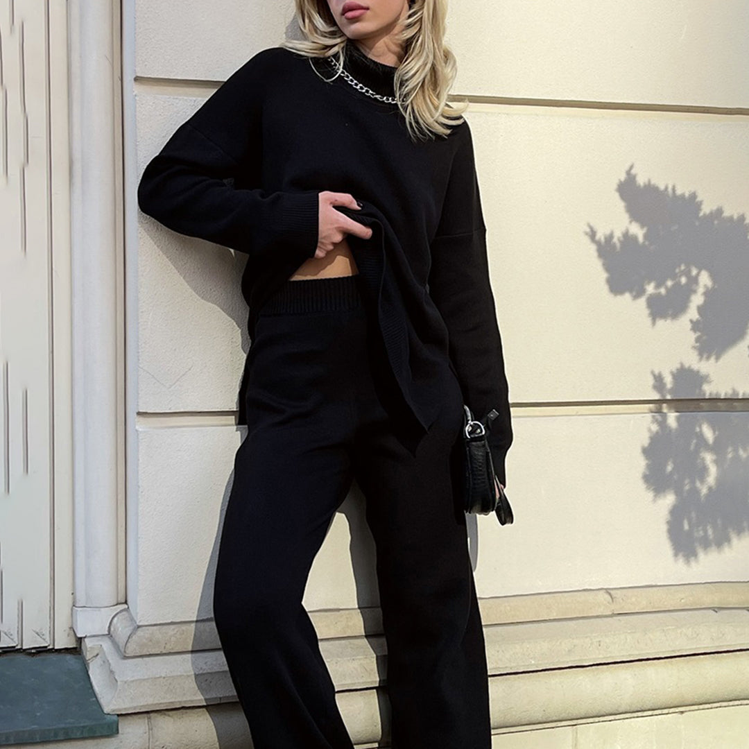 Kassidy | Damen Schwarz Rollkragenpullover | Strick