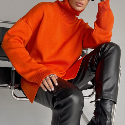 Kassidy | Damen Schwarz Rollkragenpullover | Strick