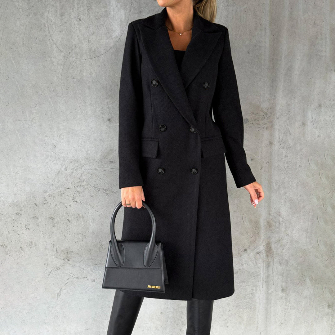 Geneva | Damen Schwarz Trenchcoat | Langer Jacke