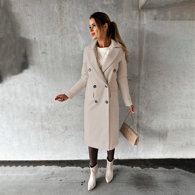 Geneva | Damen Schwarz Trenchcoat | Langer Jacke