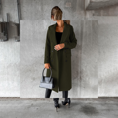 Geneva | Damen Schwarz Trenchcoat | Langer Jacke
