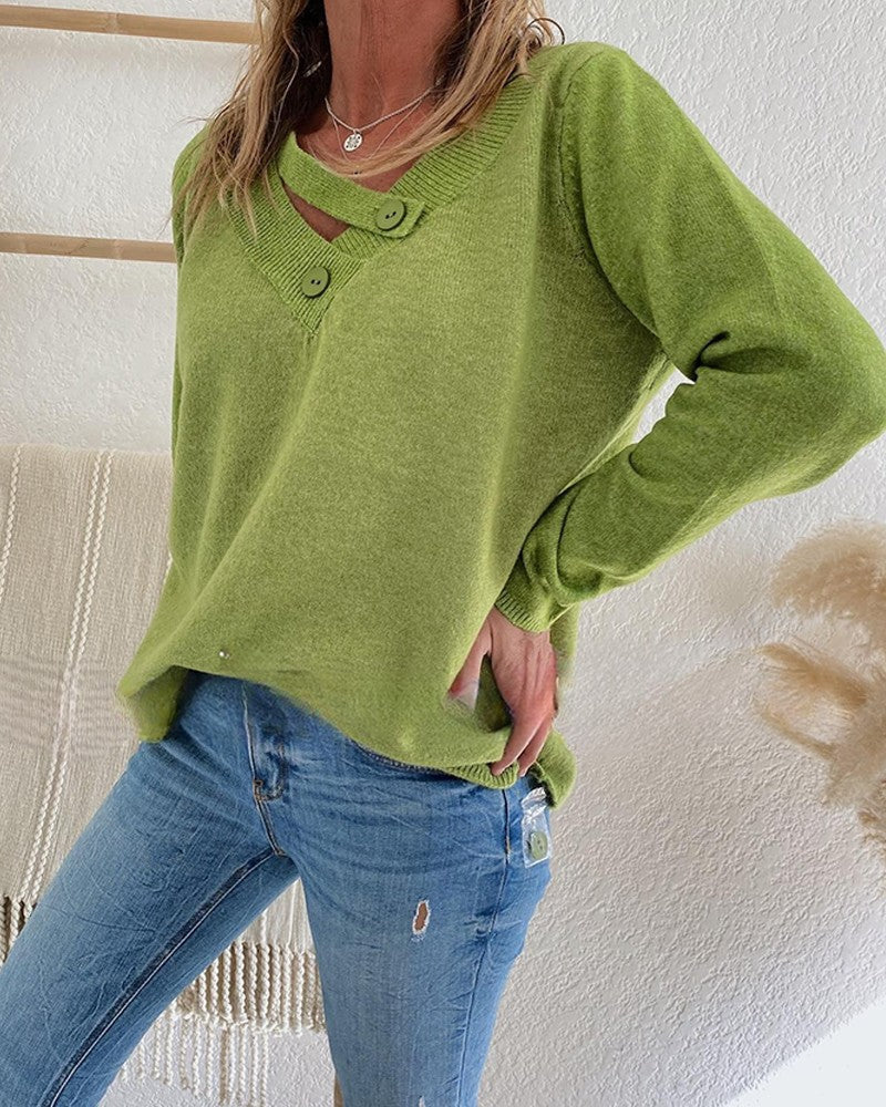 Evangeline | Damen Strick Pullover | Grün