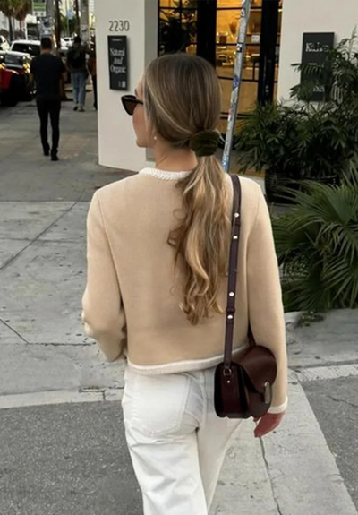 Jacklynn | Damen Strickjacke Kurz | Beige