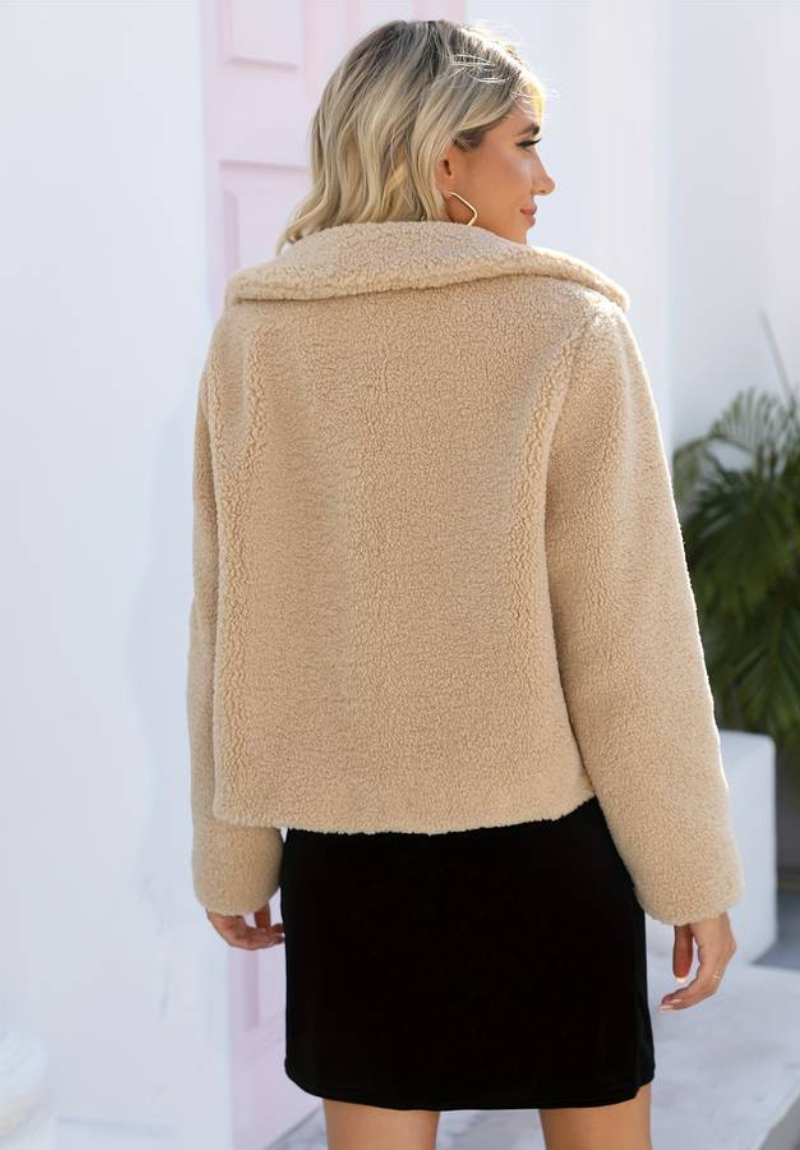 Janelle | Damen Teddy Jacke | Beige