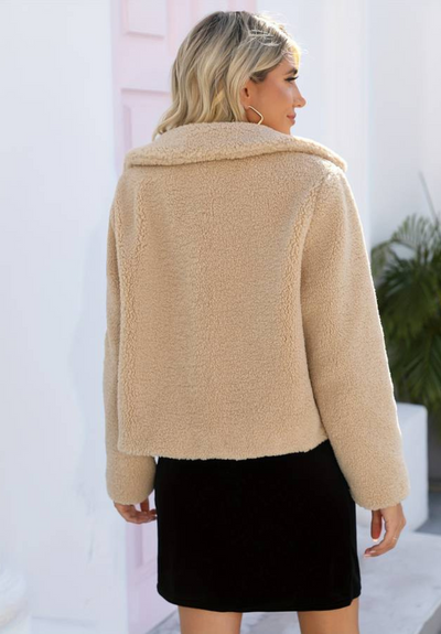 Janelle | Damen Teddy Jacke | Beige