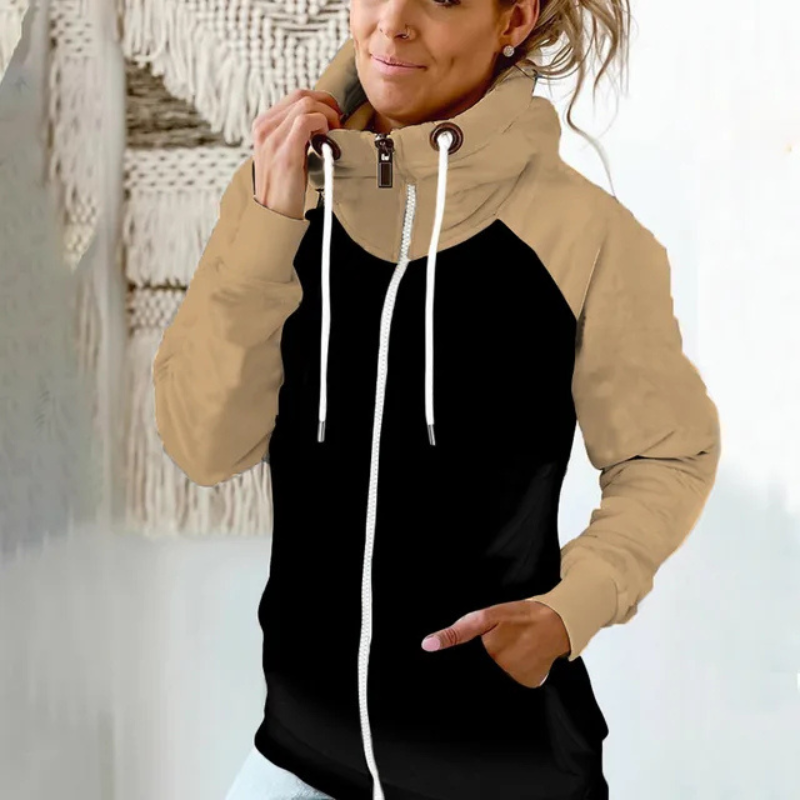 Editha | Damen Zip Hoodie | Schwarz