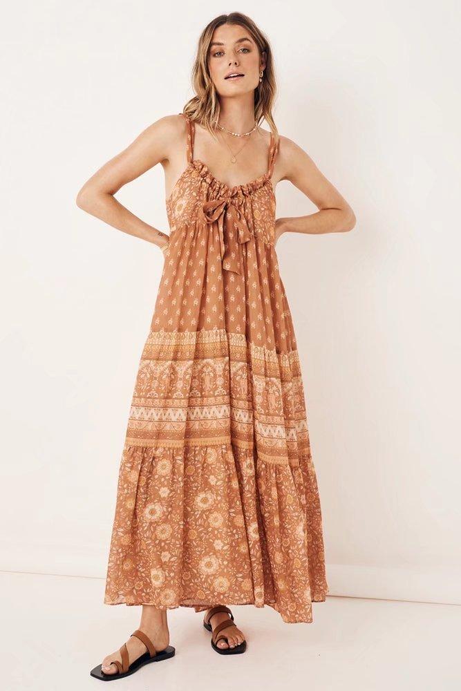 Avelena | Gerafftes Maxikleid
