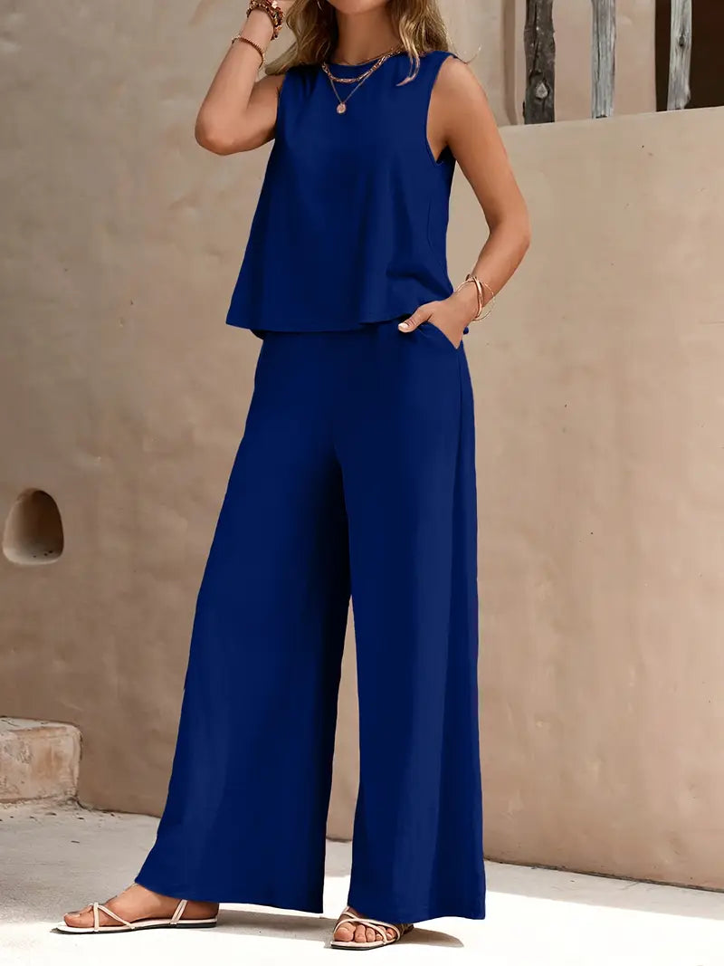 Faylisse – Elegantes ärmelloses Lounge-Set mit weitem Bein