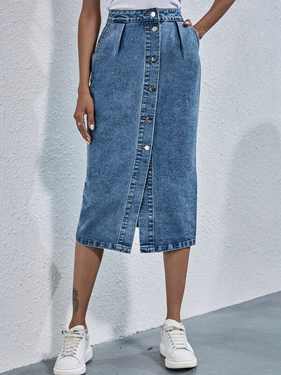 Avelena | Langer Jeansrock mit Knöpfen