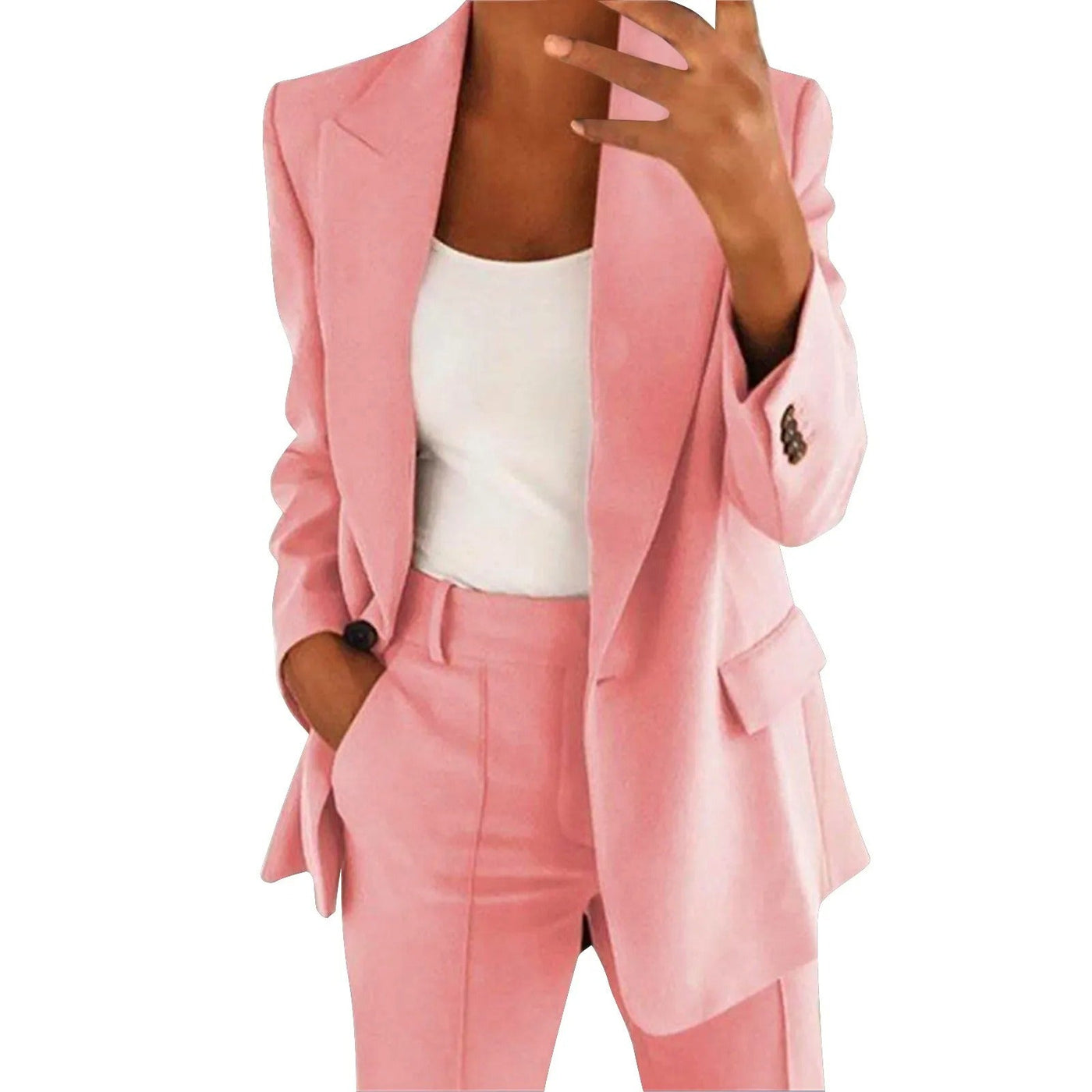 MiraSet - Damen-Anzugset mit Blazer und Hose in einfarbiger Farbe
