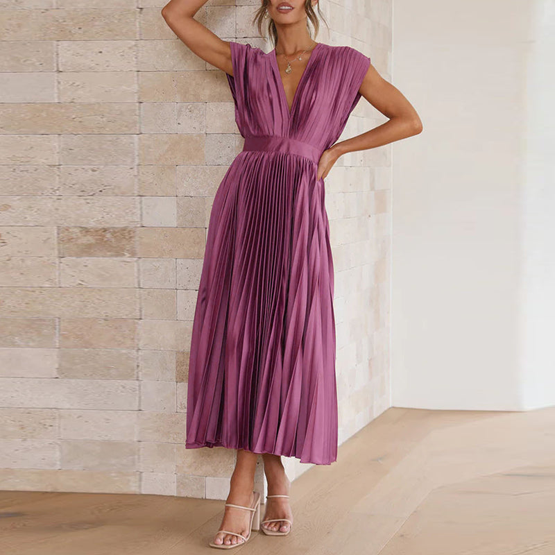 Elegantes ärmelloses Maxikleid mit V-Ausschnitt – Sommerkleid Damen