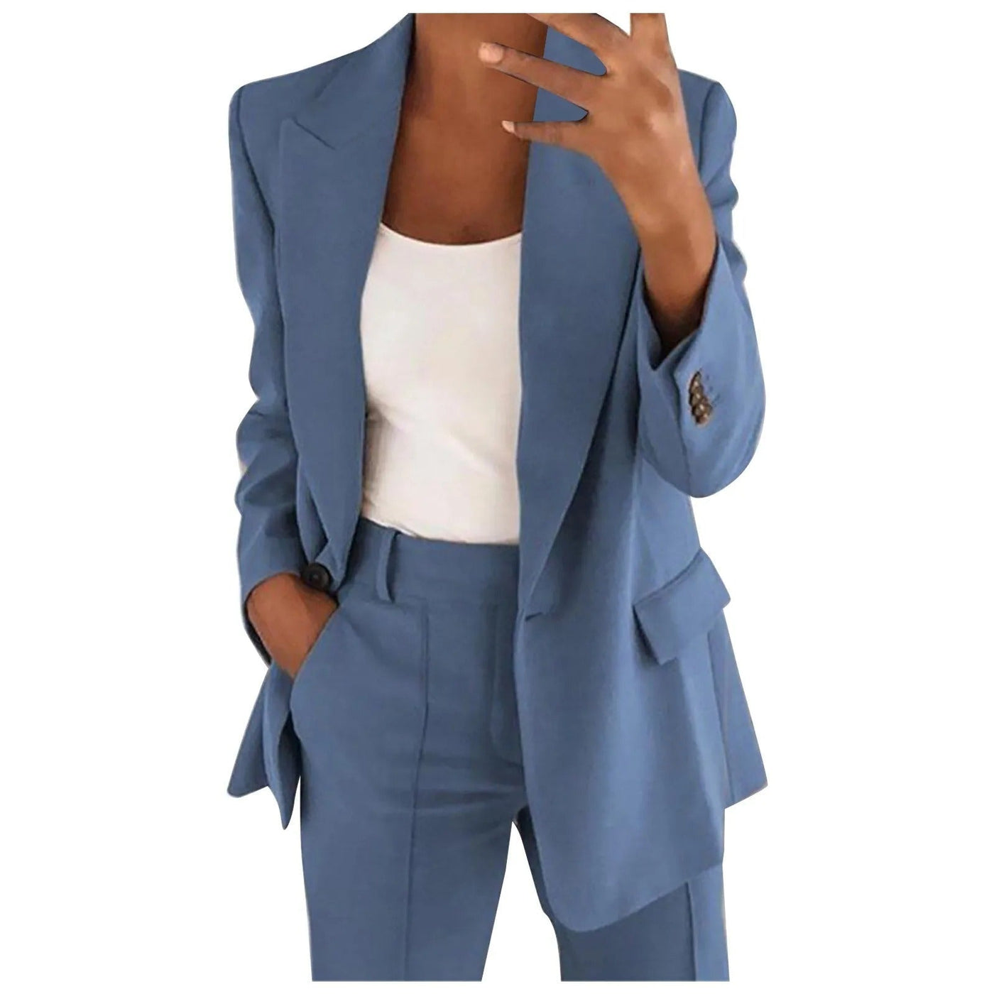 MiraSet - Damen-Anzugset mit Blazer und Hose in einfarbiger Farbe