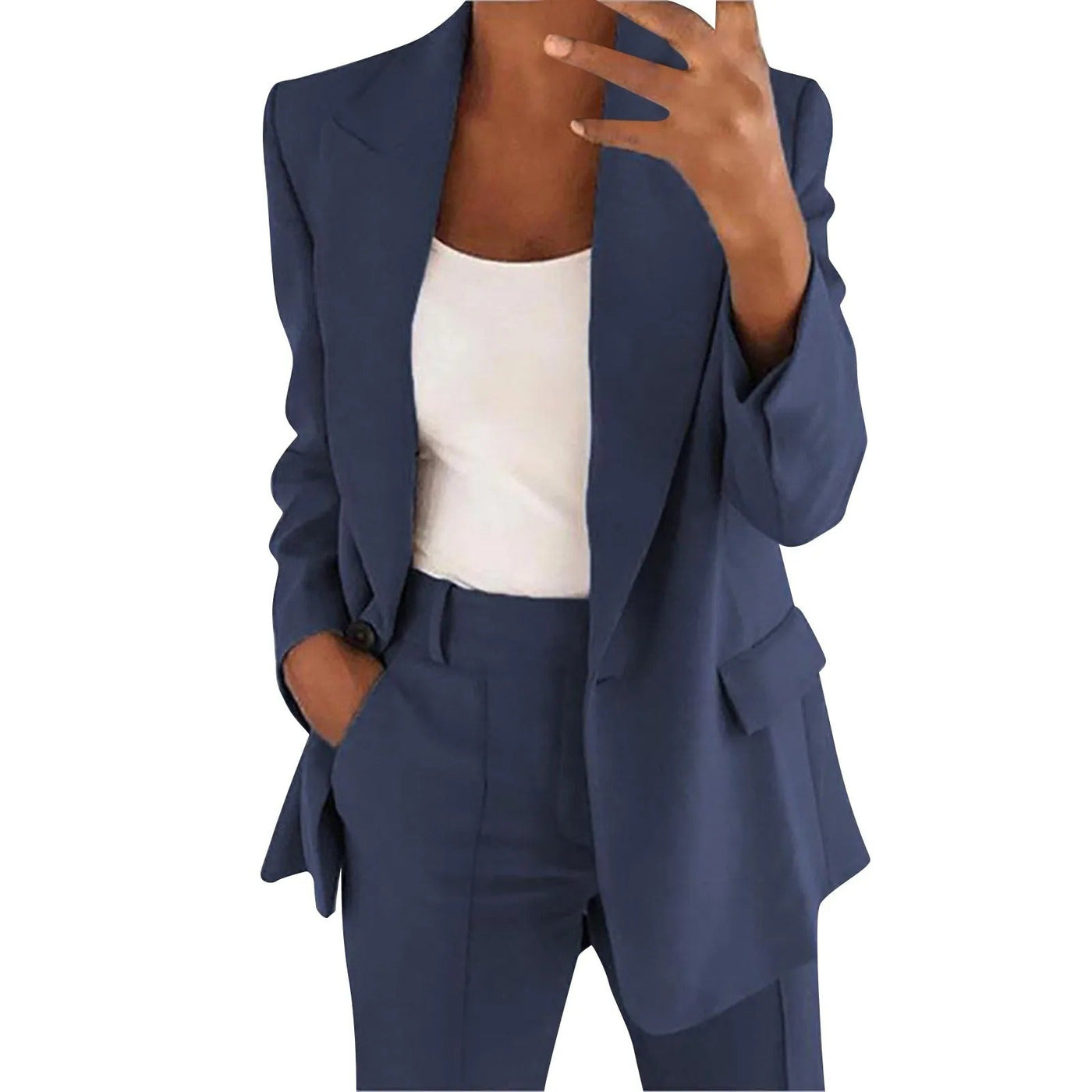 MiraSet - Damen-Anzugset mit Blazer und Hose in einfarbiger Farbe