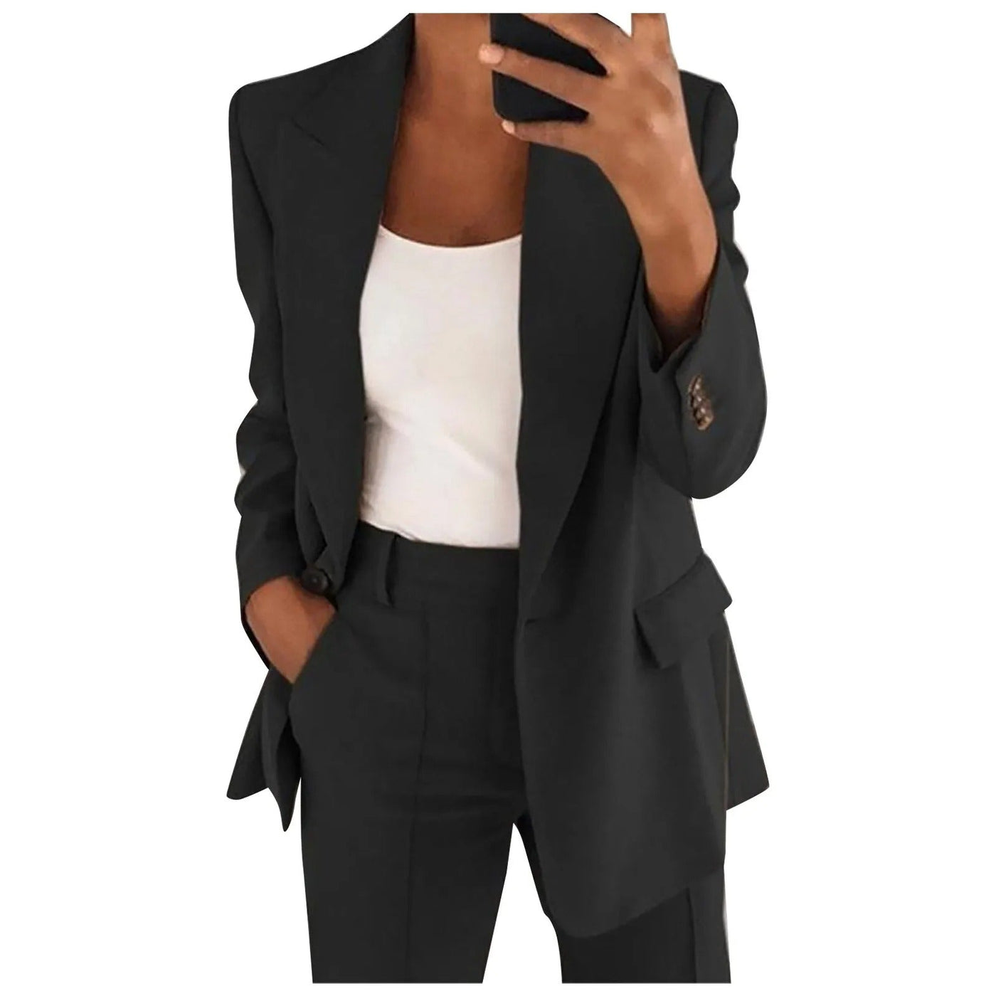 MiraSet - Damen-Anzugset mit Blazer und Hose in einfarbiger Farbe