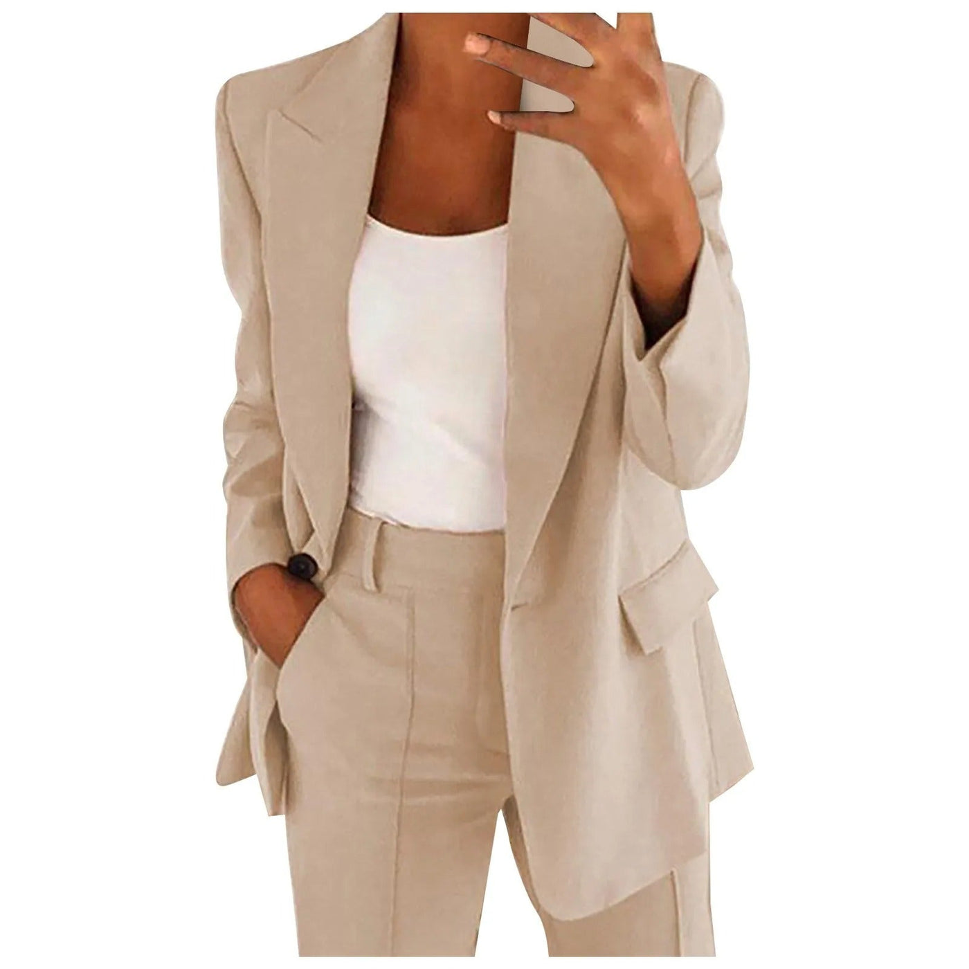 MiraSet - Damen-Anzugset mit Blazer und Hose in einfarbiger Farbe