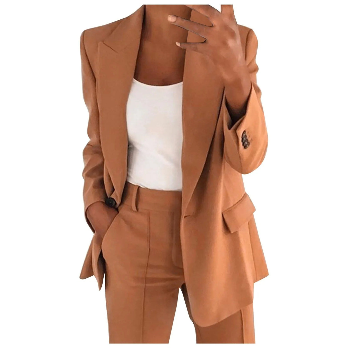 MiraSet - Damen-Anzugset mit Blazer und Hose in einfarbiger Farbe