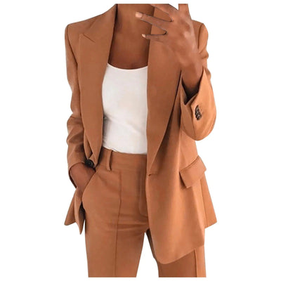 MiraSet - Damen-Anzugset mit Blazer und Hose in einfarbiger Farbe