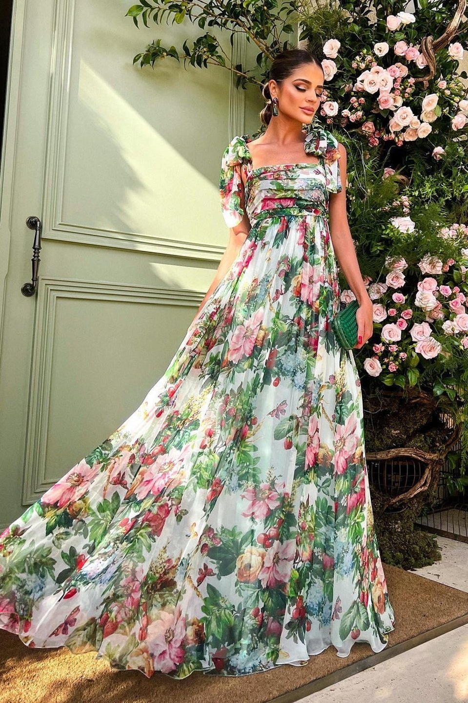 Avelena | Bedrucktes Maxikleid mit Trägern