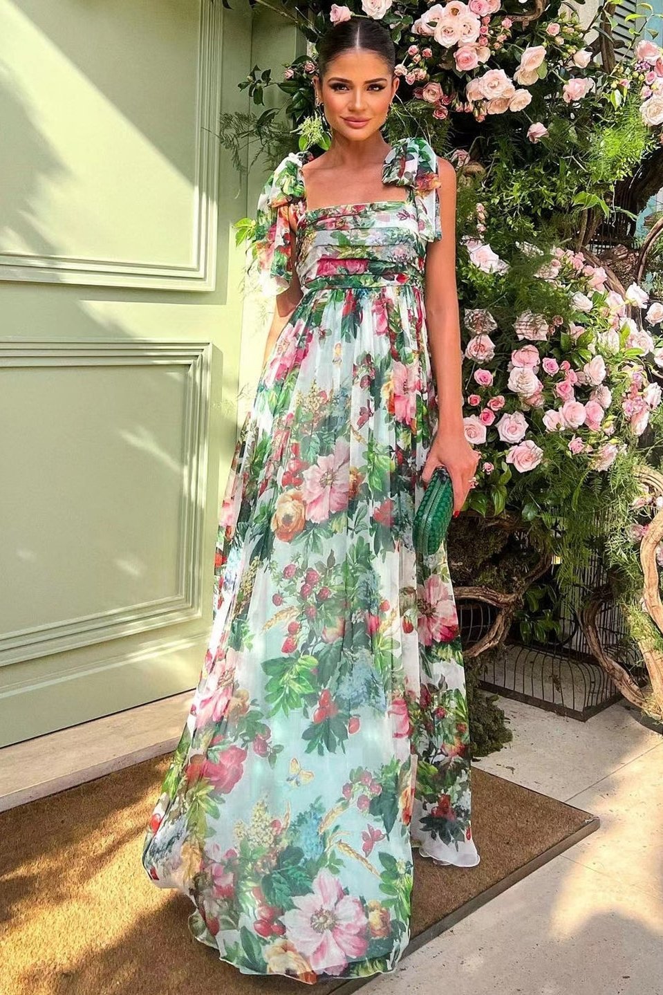 Avelena | Bedrucktes Maxikleid mit Trägern