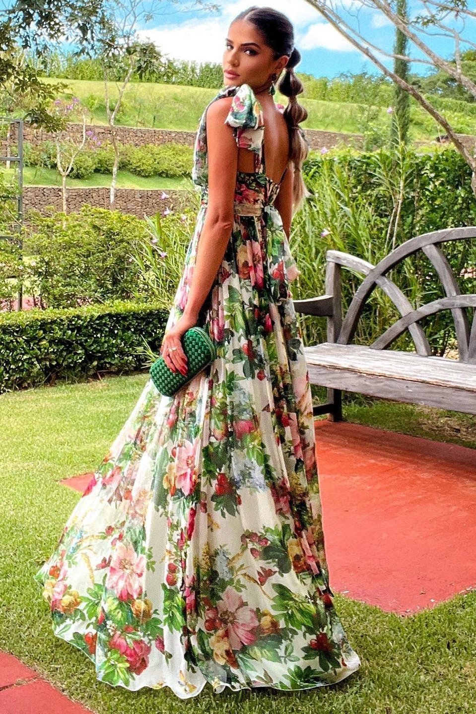 Avelena | Bedrucktes Maxikleid mit Trägern