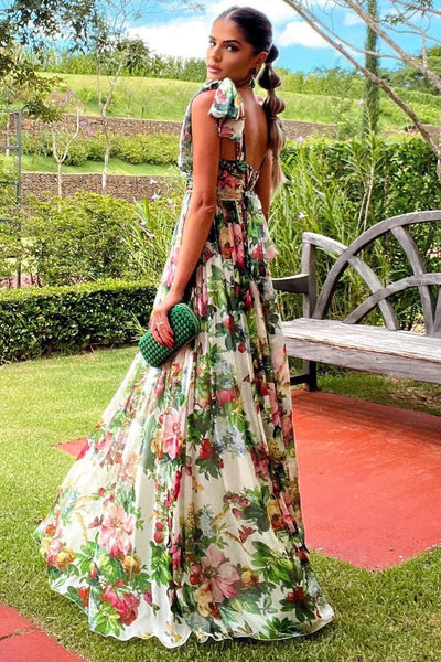 Avelena | Bedrucktes Maxikleid mit Trägern