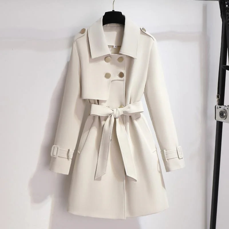 Avelena | Zweireihiger Trenchcoat mit Gürtel für Jeden Anlass