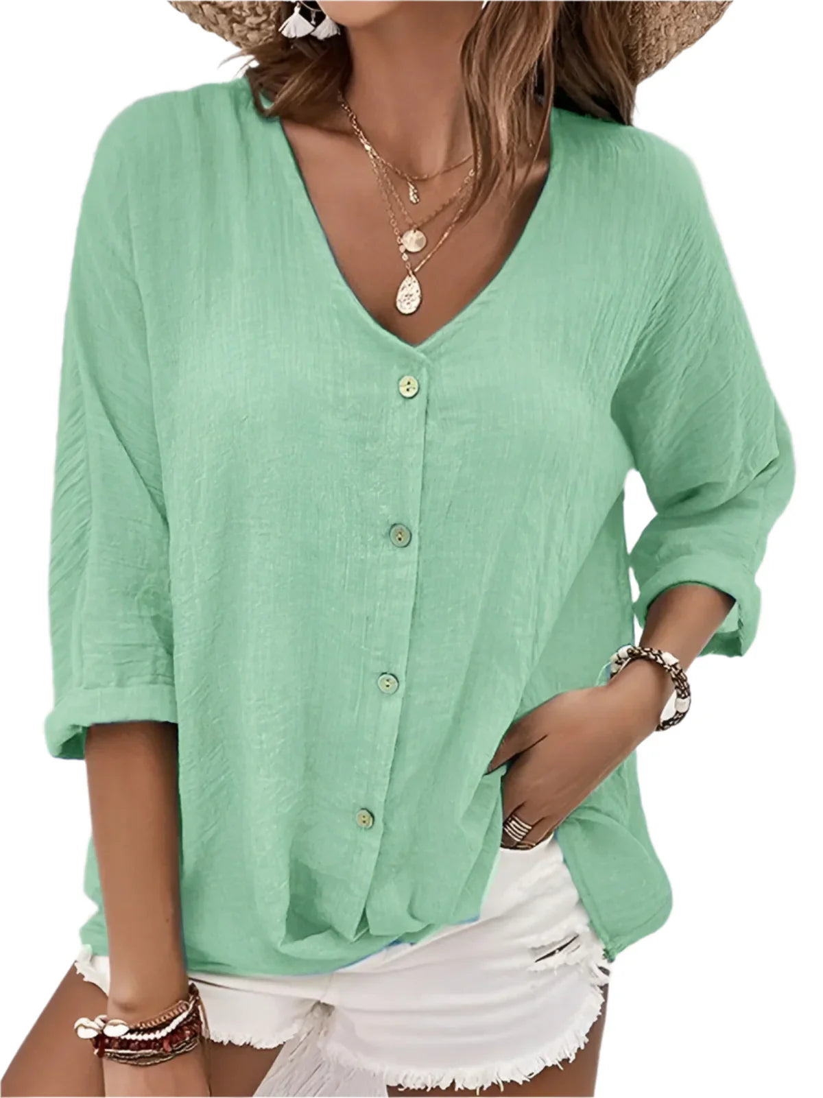 Seira – Baumwoll-Leinen-Bluse mit Knöpfen