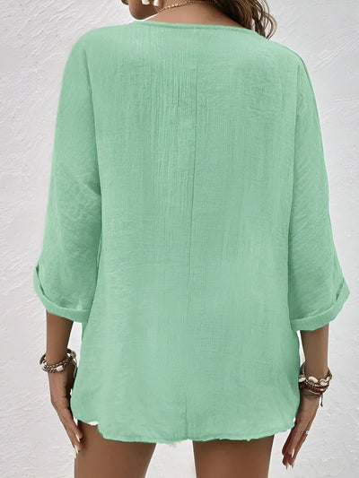 Seira – Baumwoll-Leinen-Bluse mit Knöpfen