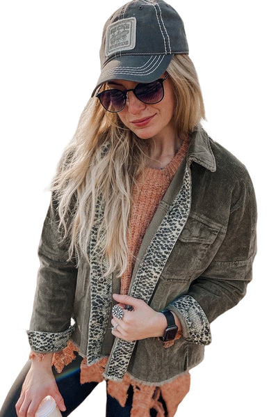 Cordjacke mit Leoparden-Details | Wild & Stilvoll | Boho-Chic