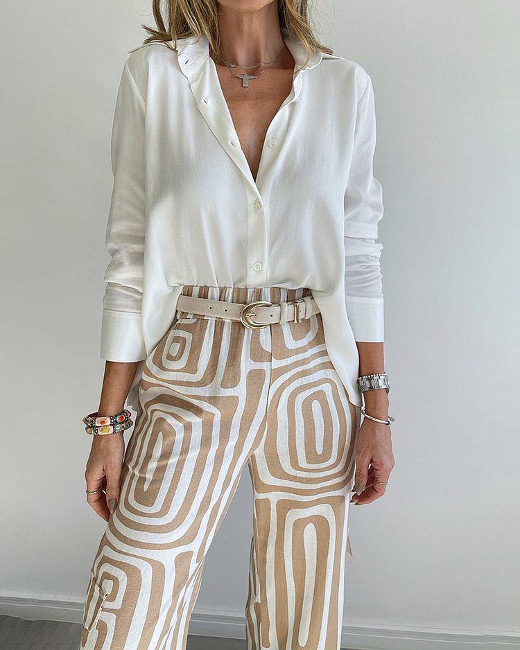 Luftiges Basic-Set | Weite Hose & übergroße Bluse | Eleganter Freizeitlook