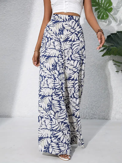 Mariah – Hochwertige Hose mit weitem Bein und tropischem Print