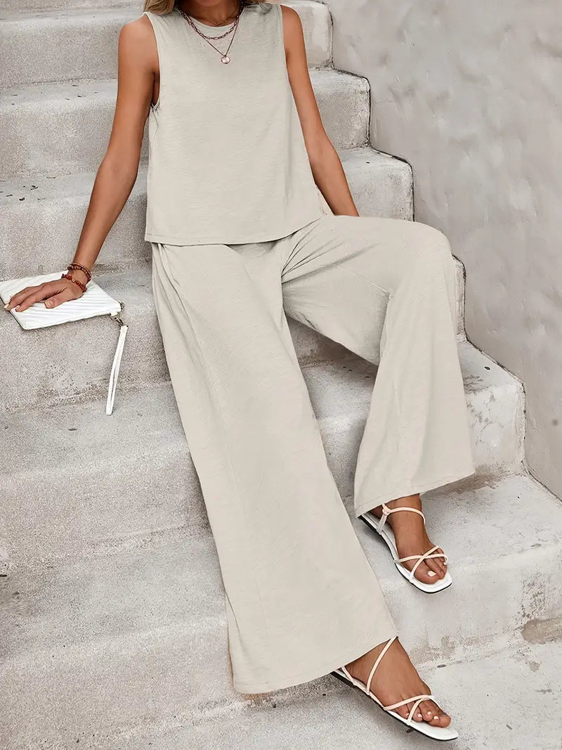 Faylisse – Elegantes ärmelloses Lounge-Set mit weitem Bein
