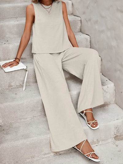 Faylisse – Elegantes ärmelloses Lounge-Set mit weitem Bein