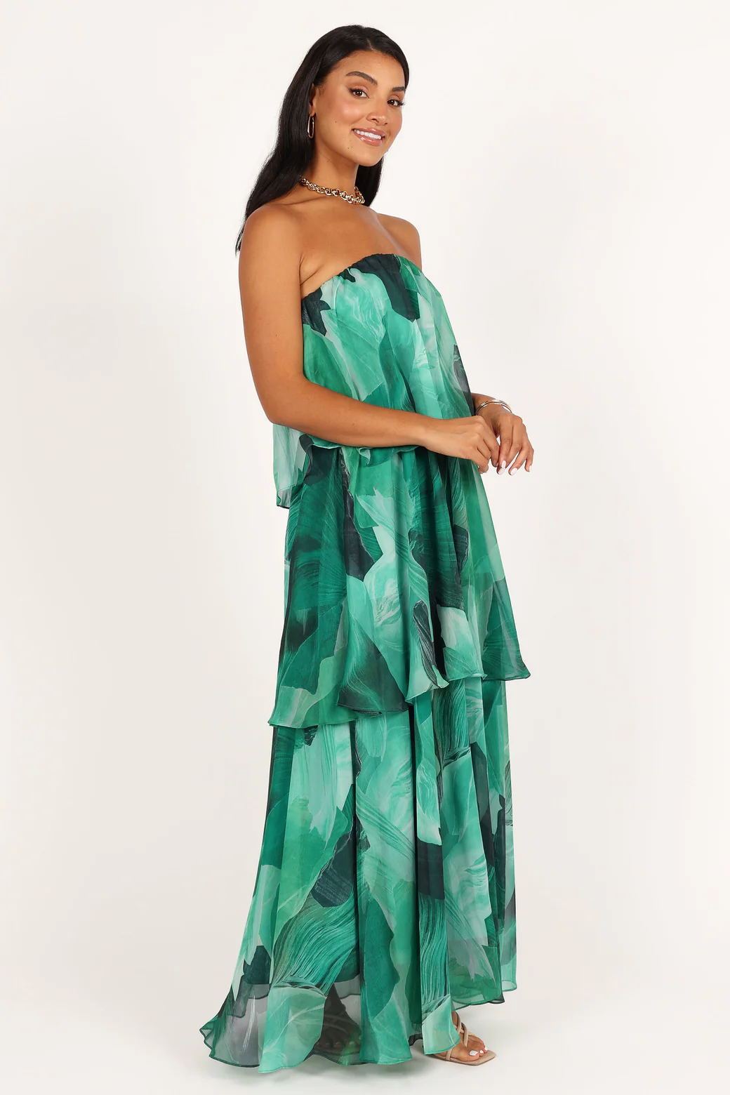 Avelena | Mehrlagiges Trägerloses Maxikleid