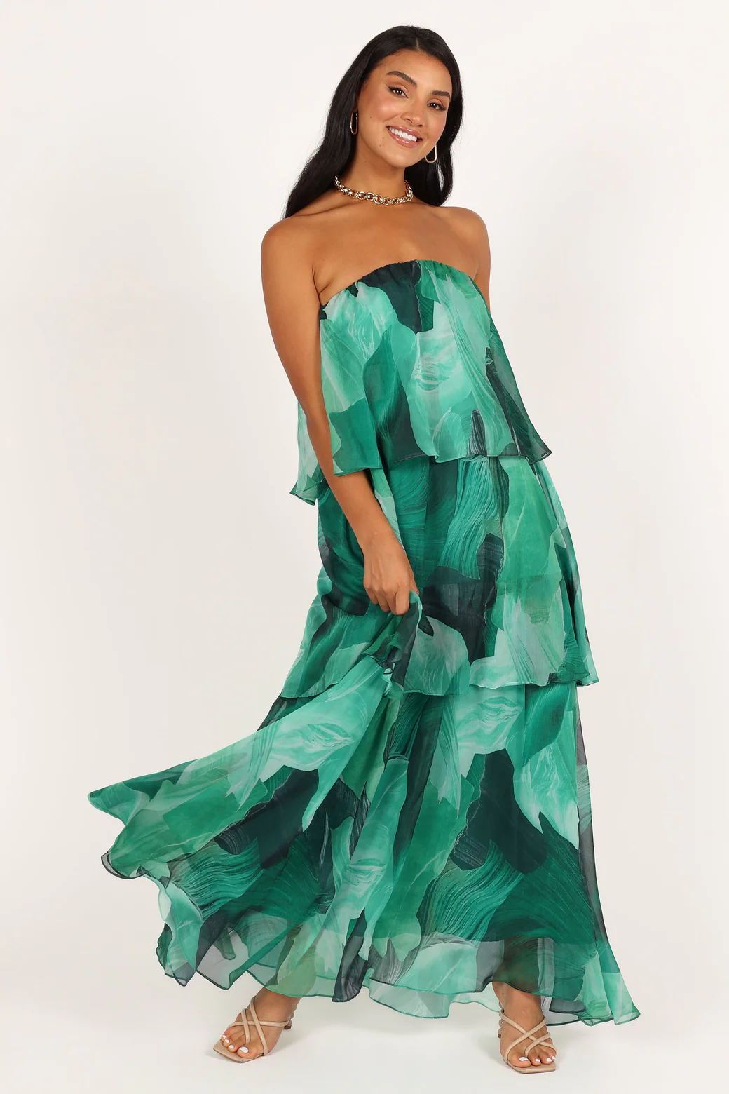 Avelena | Mehrlagiges Trägerloses Maxikleid
