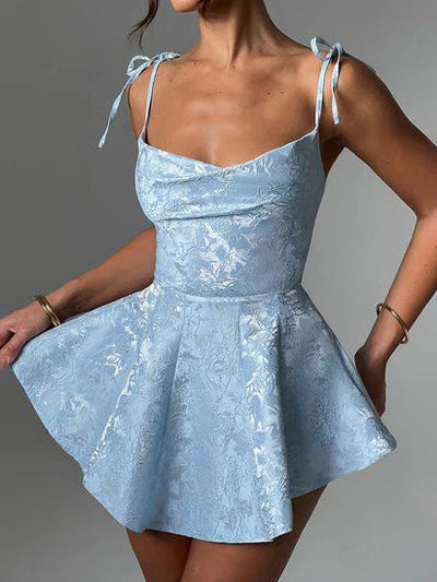 Avelena | Minikleid mit A-Saum, Jacquard-Textur und Trägern