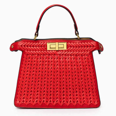 Estelle | Elegante geflochtene Handtasche mit Drehverschluss & goldenen Details