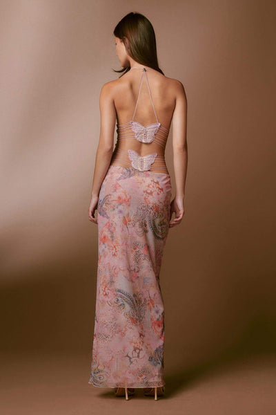 Avelena | Bedrucktes Schmetterlings-Maxikleid