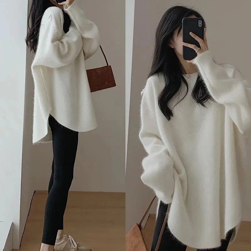 Avelena | Entspannter Raffinierter Pullover mit Rundhalsausschnitt und Tropfenschulter