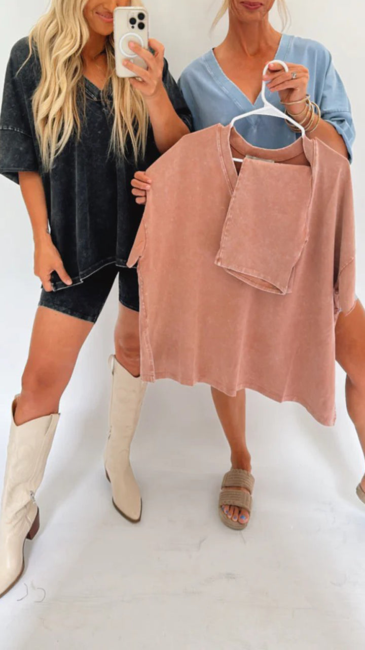Zweiteiliges Set mit Oversized-Shirt | Lässiger Stil | Bequem & Modern