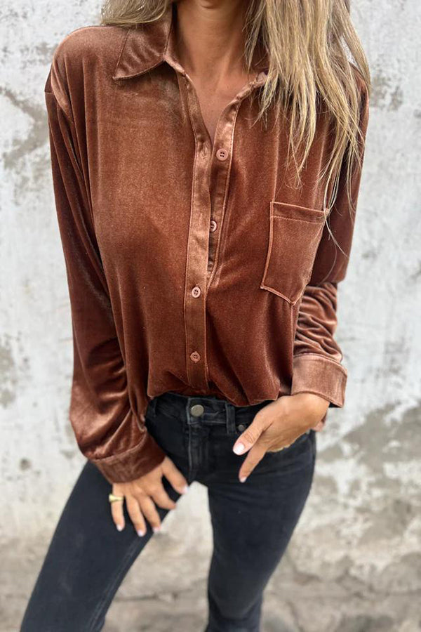 Samtbluse | Klassischer Schnitt & Luxuriöse Optik | Eleganz & Komfort