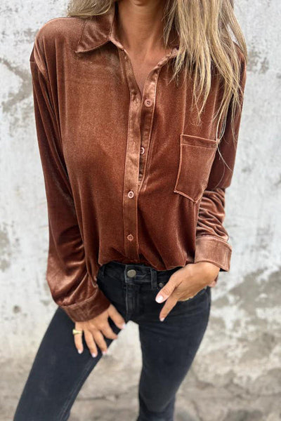 Samtbluse | Klassischer Schnitt & Luxuriöse Optik | Eleganz & Komfort