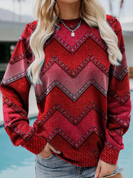 Langarm-Geometrischer Sweatshirt | Zeitlos & Luxuriös | Lässiger Chic