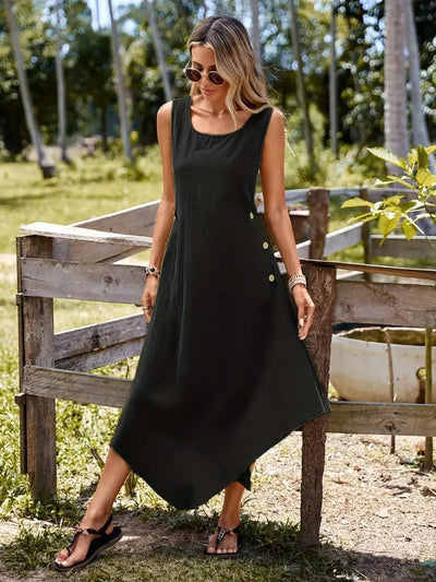 Joia – Boho-Chic-Kleid mit ärmellosem Taschentuchsaum