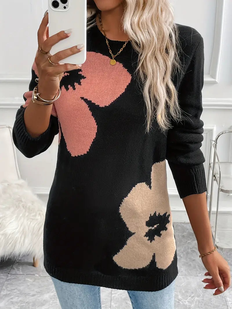 Avelena | Blühende Eleganz Florale Tunika Pullover Vielseitig
