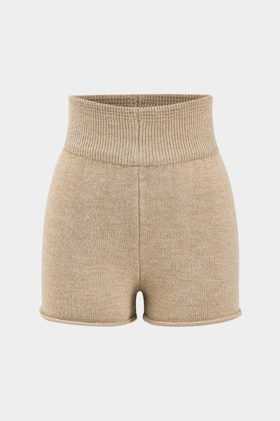 Luana | Stylishes Strick-Zweiteiler-Set mit One-Shoulder-Pullover & High-Waist-Shorts