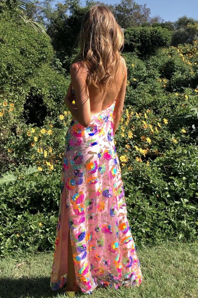 Avelena | Rückenfreies Maxikleid mit Bestickten Pailletten