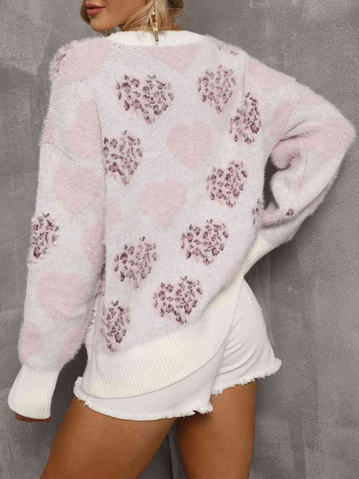 Avelena | Flauschiger Pullover mit Herzmustern