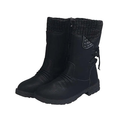 Gefütterte Winterstiefel | Strickmanschette & Schnürdetails | Warmer Komfort